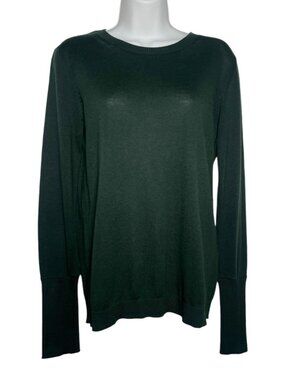 Sibel Saral Egyptian Cotton Knit Sweater Pullover Crew Neck Deep Green XS